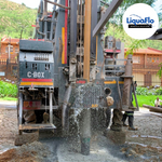 Professional borehole drilling equipment in operation at residential property in Johannesburg by LiquaFlo Borehole Solutions
